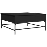 Tavolino Salotto Nero 95x95x45 cm Legno Multistrato e Metallo