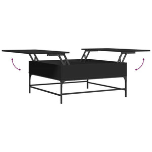 Tavolino Salotto Nero 95x95x45 cm Legno Multistrato e Metallo