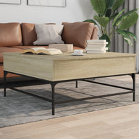 Tavolino-Tavolino da soggiorno-Tavolo Rovere Sonoma 95x95x45 cm Legno Multistrato e Metallo