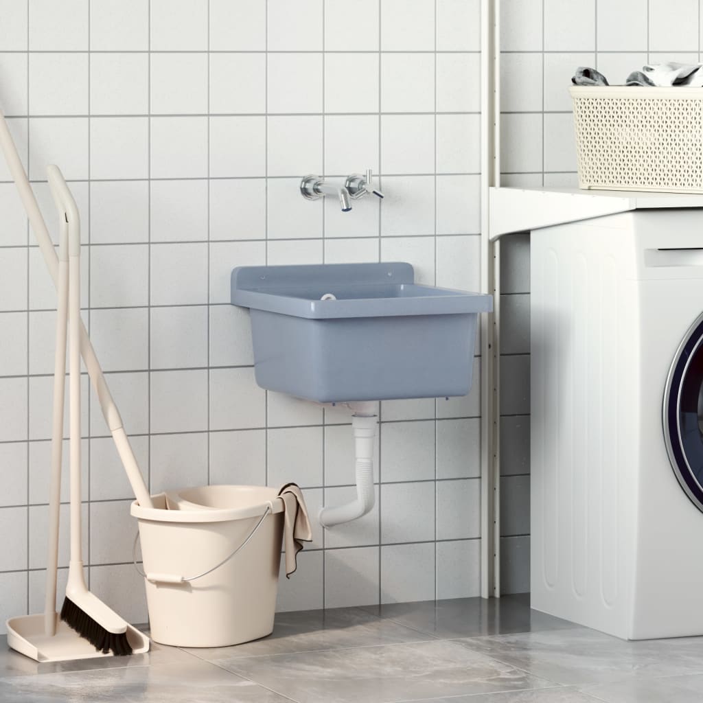 Lavabo a Parete-Lavandino-Lavello Grigio 40x40x24 cm in Resina