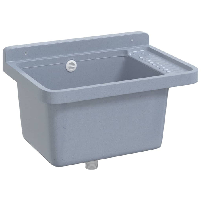 Lavabo a Parete Grigio 50x35x24 cm in Resina