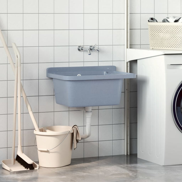 Lavabo a Parete-Lavandino-Lavello Grigio 60x40x28 cm in Resina