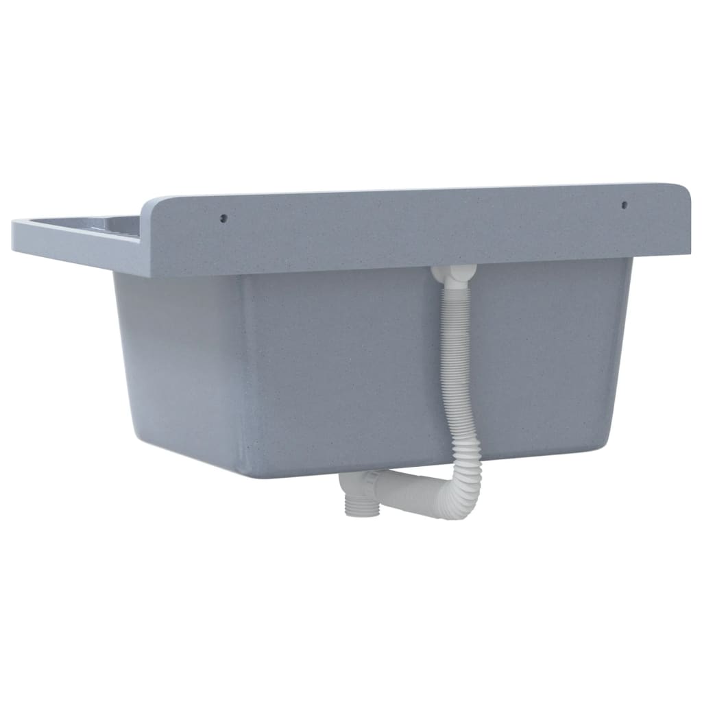 Lavabo a Parete-Lavandino-Lavello Grigio 60x40x28 cm in Resina