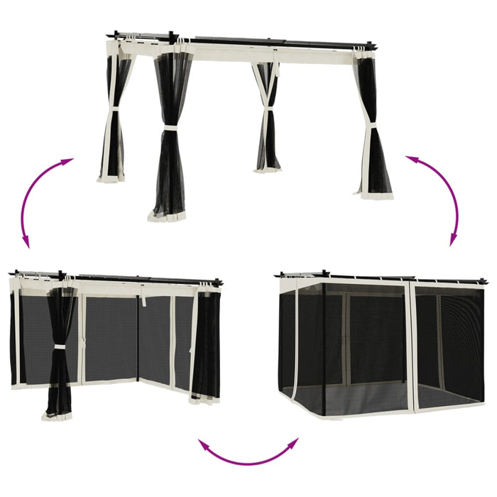 vidaXL Gazebo con Pareti in Rete Crema 3x3 m in Acciaio