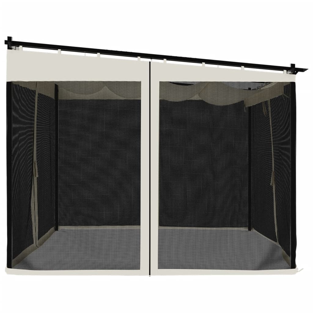 vidaXL Gazebo con Pareti in Rete Crema 3x3 m in Acciaio