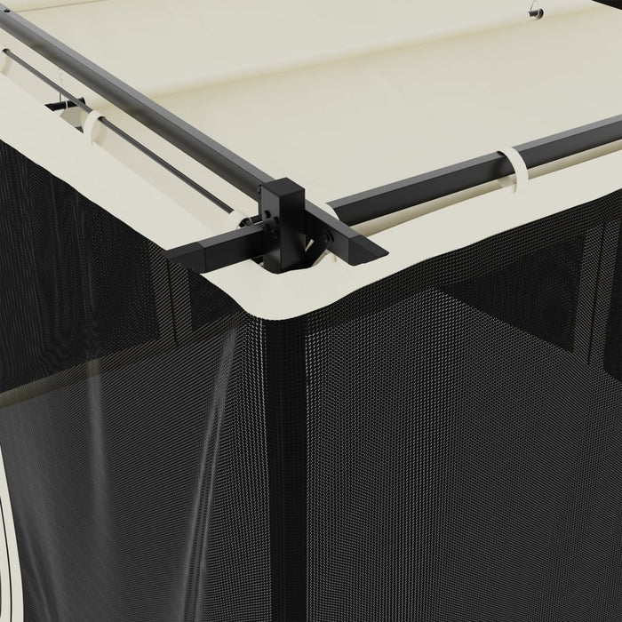vidaXL Gazebo con Pareti in Rete Crema 3x3 m in Acciaio