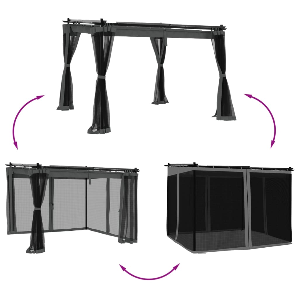 vidaXL Gazebo con Pareti in Rete Antracite 3x3 m in Acciaio