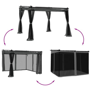vidaXL Gazebo con Pareti in Rete Antracite 3x3 m in Acciaio