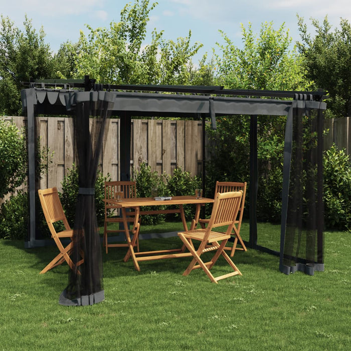 vidaXL Gazebo con Pareti in Rete Antracite 3x3 m in Acciaio