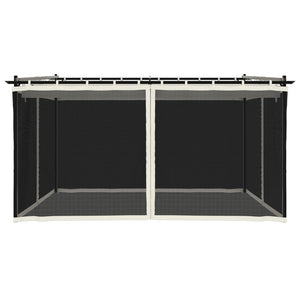 Gazebo con Pareti in Rete Crema 4x3 m in Acciaio