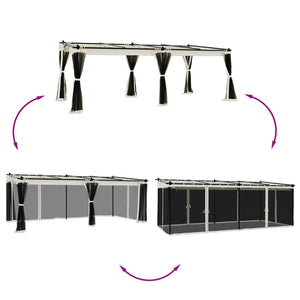 vidaXL Gazebo con Pareti in Rete Crema 6x3 m in Acciaio