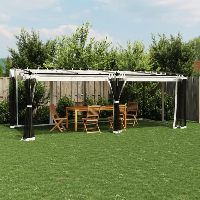 vidaXL Gazebo con Pareti in Rete Crema 6x3 m in Acciaio
