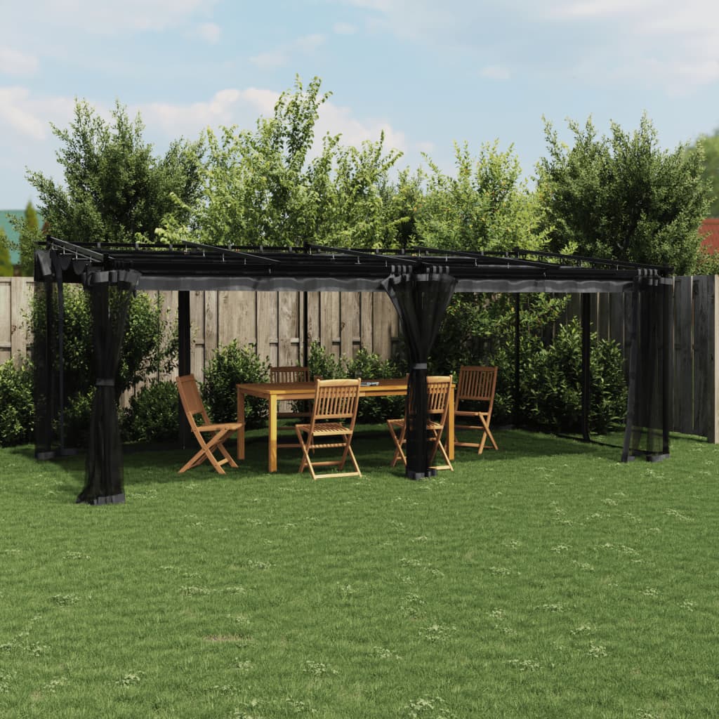 vidaXL Gazebo con Pareti in Rete Antracite 6x3 m in Acciaio