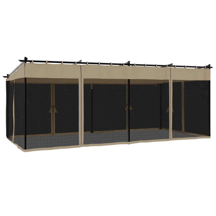 vidaXL Gazebo con Pareti in Rete Tortora 6x3 m in Acciaio