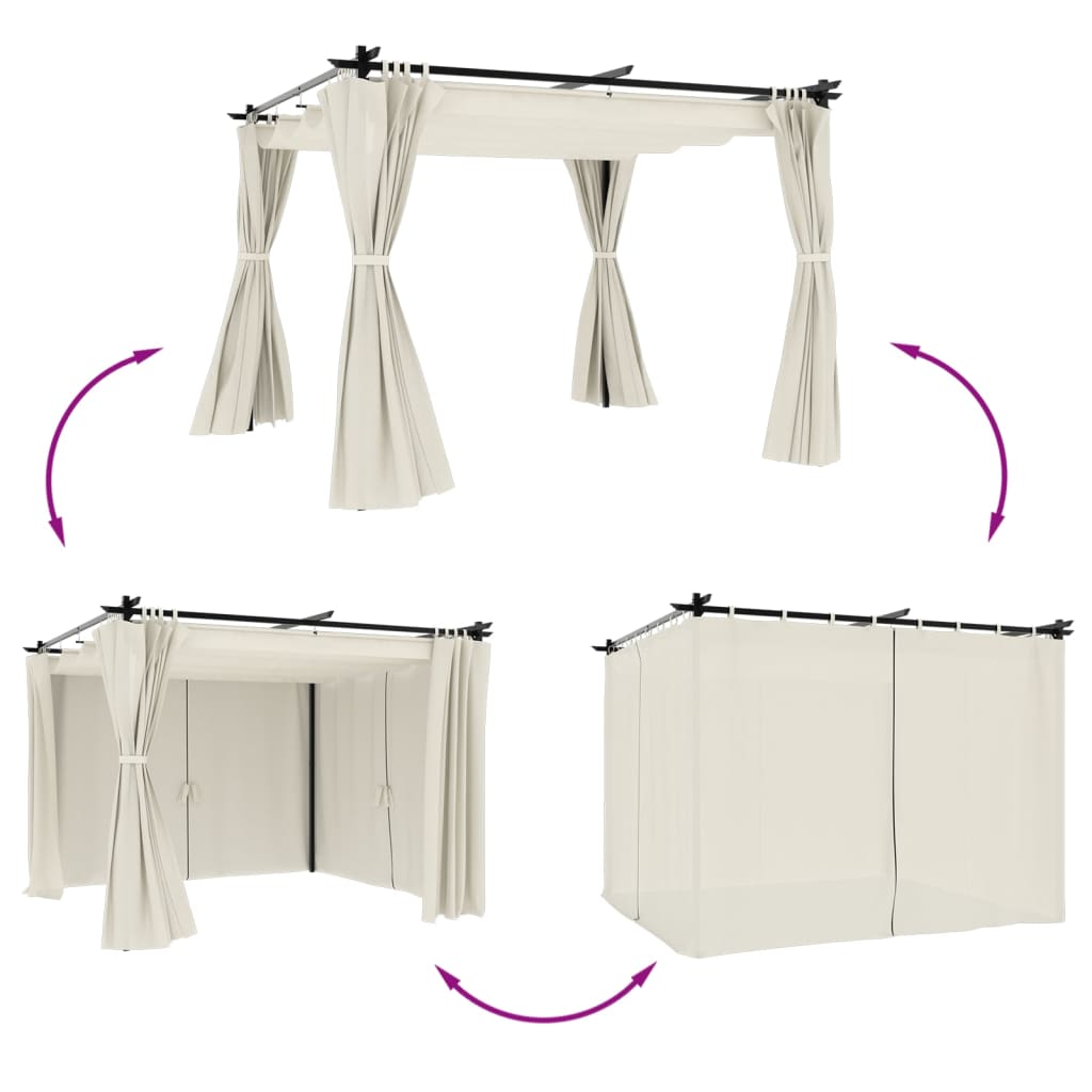 vidaXL Gazebo con Tende Crema 3x3 m in Acciaio