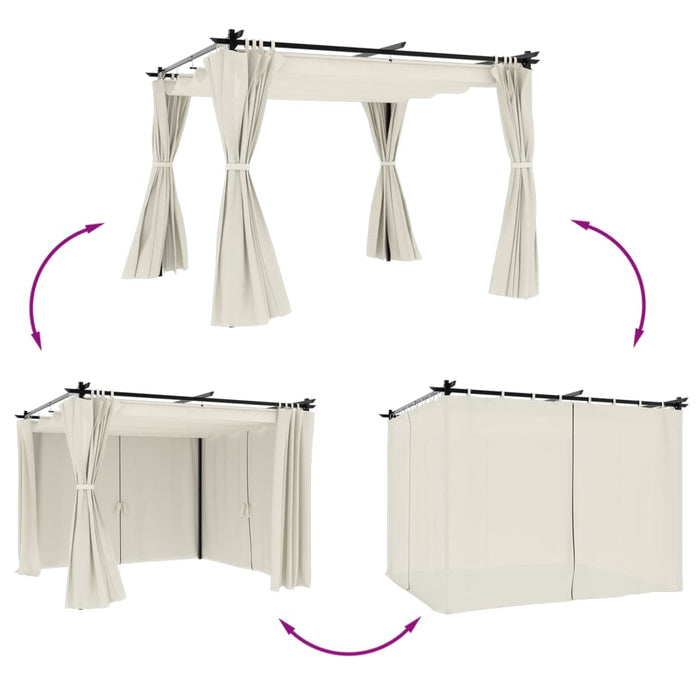 vidaXL Gazebo con Tende Crema 3x3 m in Acciaio