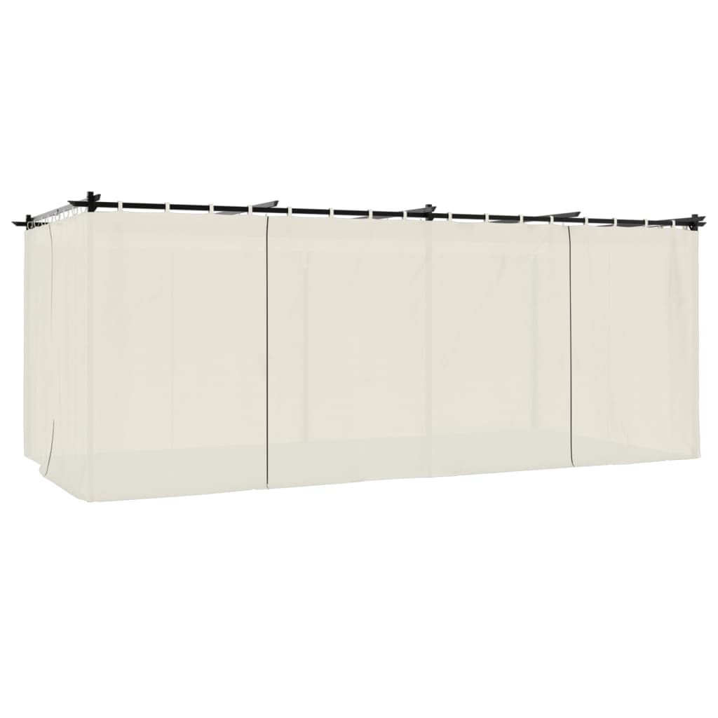 Gazebo con Tende Crema 6x3 m in Acciaio 4003920