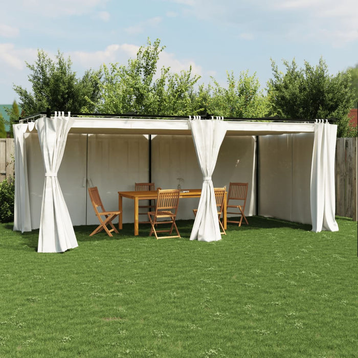 vidaXL Gazebo con Tende Crema 6x3 m in Acciaio