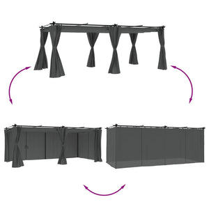 vidaXL Gazebo con Tende Antracite 6x3 m in Acciaio