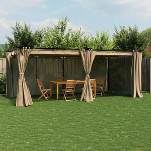 vidaXL Gazebo con Tende Tortora 6x3 m in Acciaio