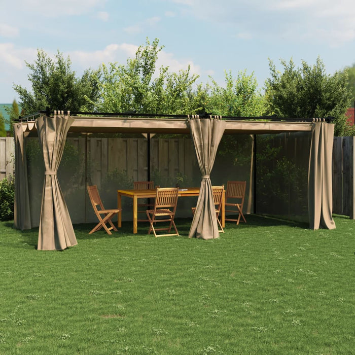 vidaXL Gazebo con Tende Tortora 6x3 m in Acciaio