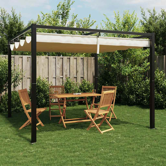Gazebo da Giardino con Tetto Retrattile Crema 3x3m in Acciaio 4003960