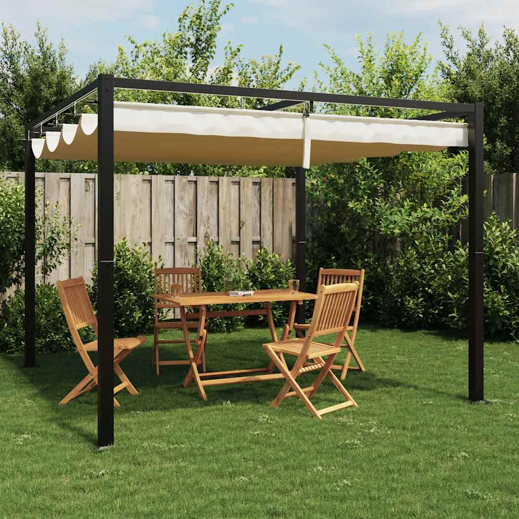 vidaXL Gazebo da Giardino con Tetto Retrattile Crema 3x3m in Acciaio