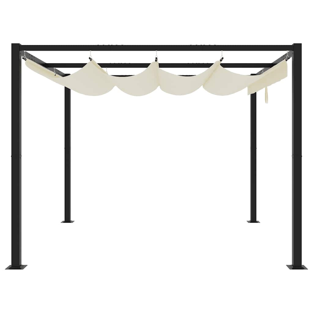 Gazebo da Giardino con Tetto Retrattile Crema 3x3m in Acciaio 4003960