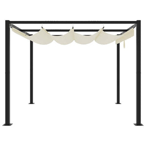 Gazebo da Giardino con Tetto Retrattile Crema 3x3m in Acciaio 4003960