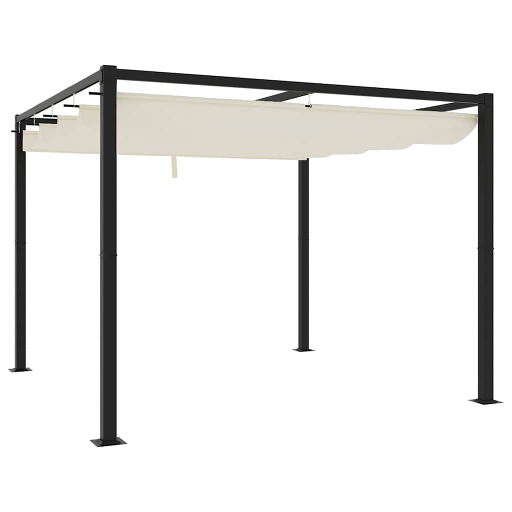 vidaXL Gazebo da Giardino con Tetto Retrattile Crema 3x3m in Acciaio