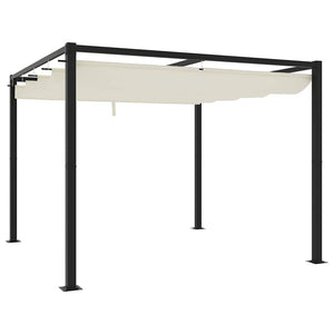 vidaXL Gazebo da Giardino con Tetto Retrattile Crema 3x3m in Acciaio