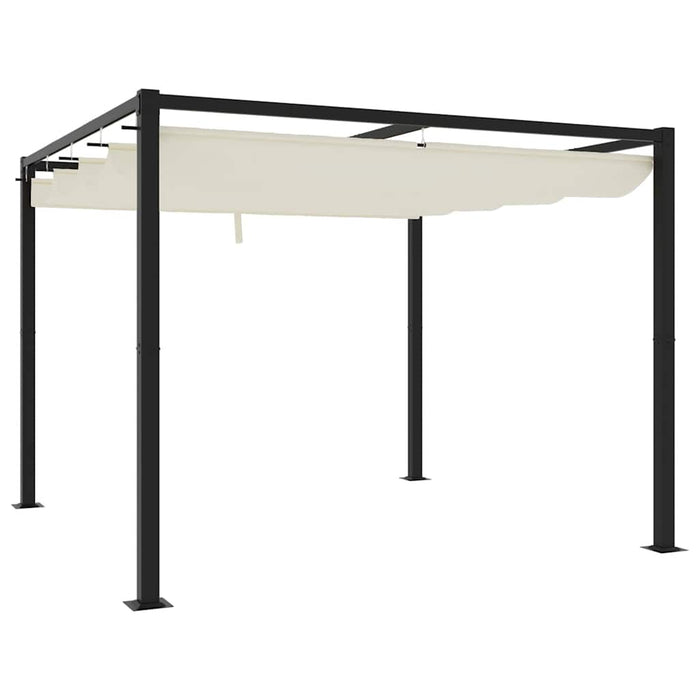 Gazebo da Giardino con Tetto Retrattile Crema 3x3m in Acciaio 4003960