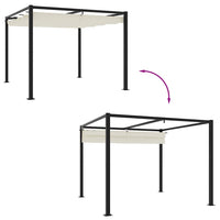 vidaXL Gazebo da Giardino con Tetto Retrattile Crema 3x3m in Acciaio