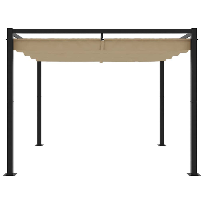 vidaXL Gazebo da Giardino con Tetto Retrattile Tortora 3x3 m Acciaio