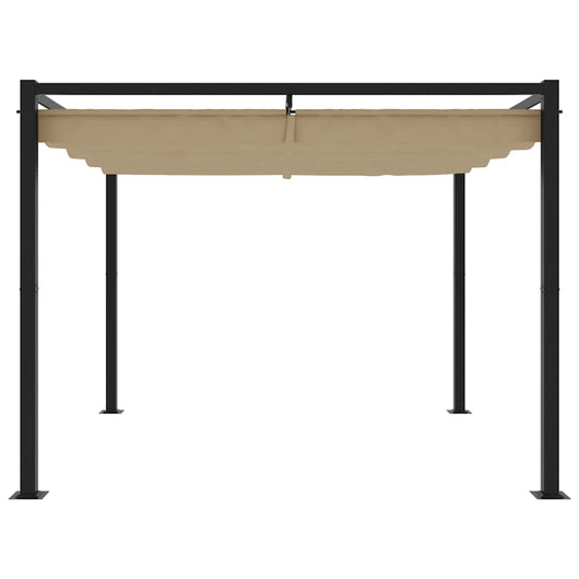 Gazebo da Giardino con Tetto Retrattile Tortora 3x3 m Acciaio 4003961