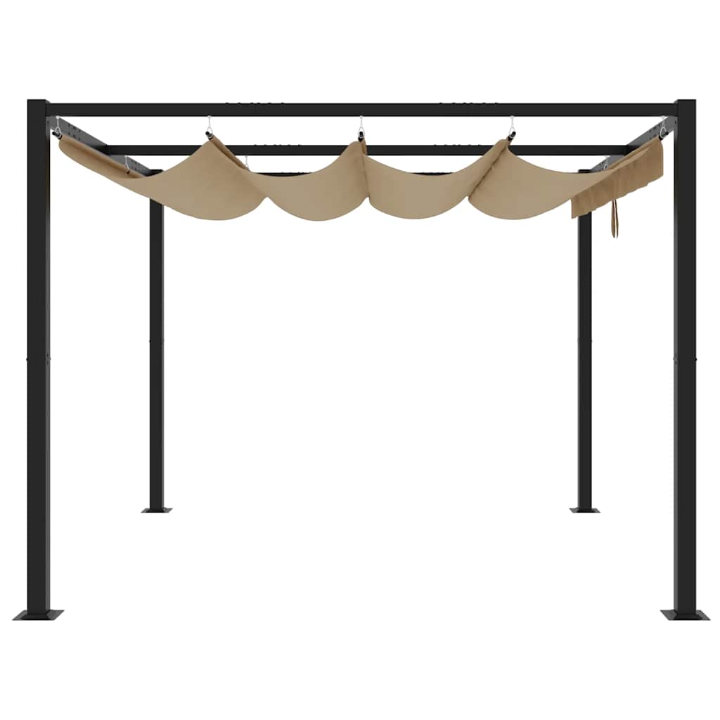 Gazebo da Giardino con Tetto Retrattile Tortora 3x3 m Acciaio 4003961