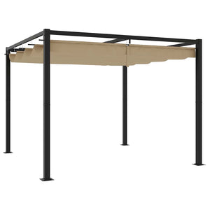 vidaXL Gazebo da Giardino con Tetto Retrattile Tortora 3x3 m Acciaio