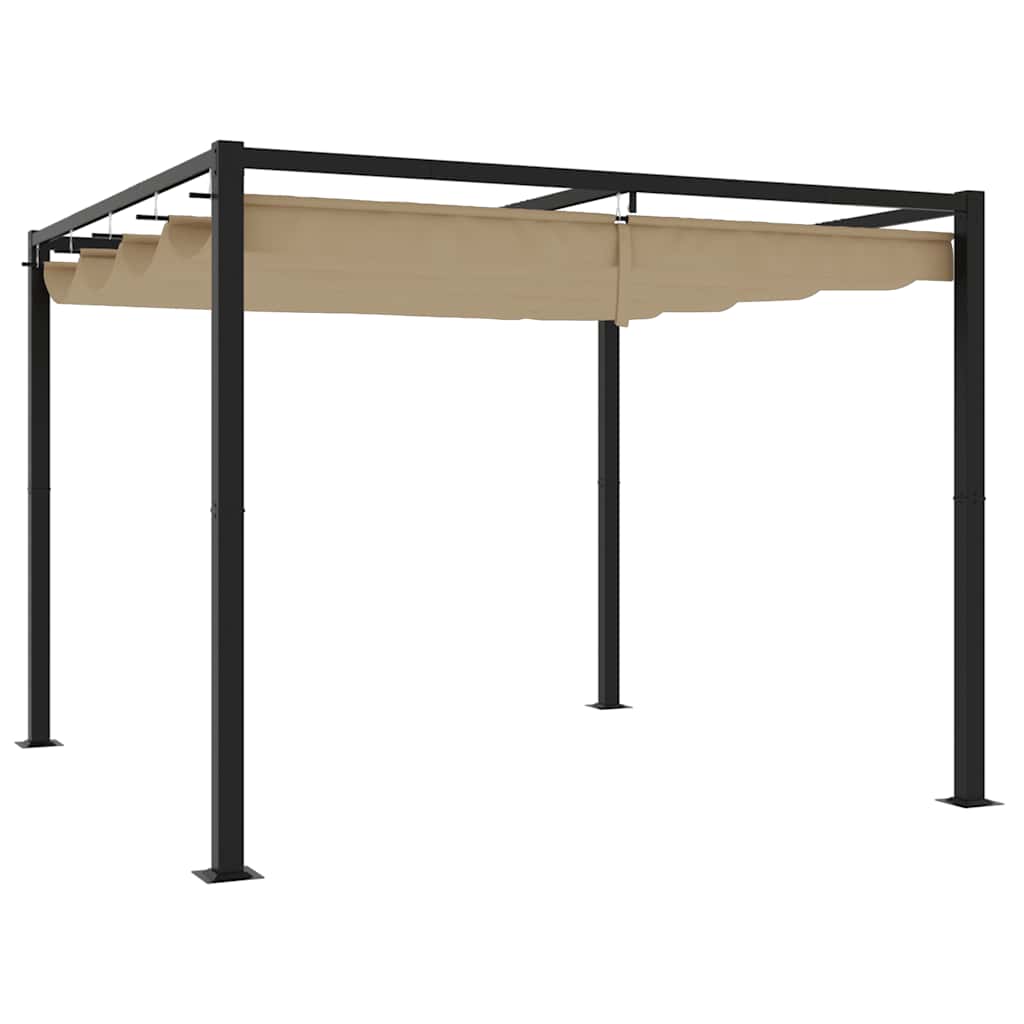 Gazebo da Giardino con Tetto Retrattile Tortora 3x3 m Acciaio 4003961