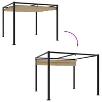 Gazebo da Giardino con Tetto Retrattile Tortora 3x3 m Acciaio 4003961