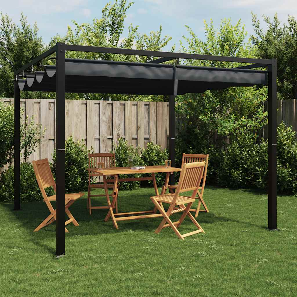 Gazebo da Giardino con Tetto Retrattile Antracite 3x3 m Acciaio 4003962
