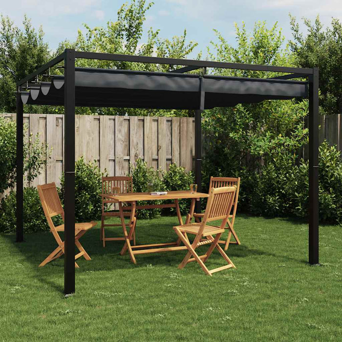 Gazebo da Giardino con Tetto Retrattile Antracite 3x3 m Acciaio 4003962