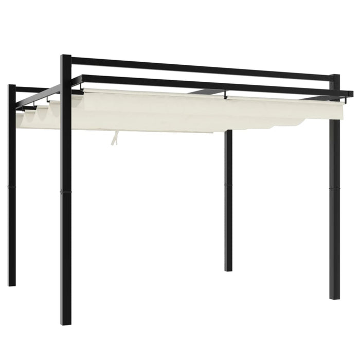 vidaXL Gazebo da Giardino con Tetto Retrattile Crema 3x3m in Alluminio