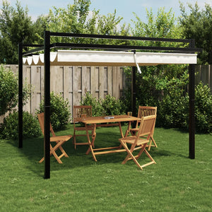vidaXL Gazebo da Giardino con Tetto Retrattile Crema 3x3m in Alluminio