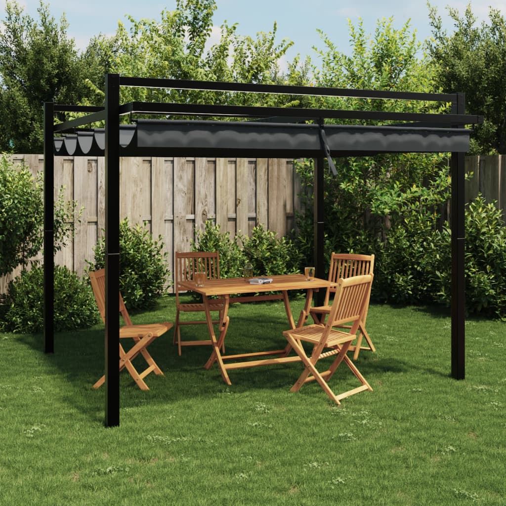 vidaXL Gazebo Giardino con Tetto Retrattile Antracite 3x3 m Alluminio