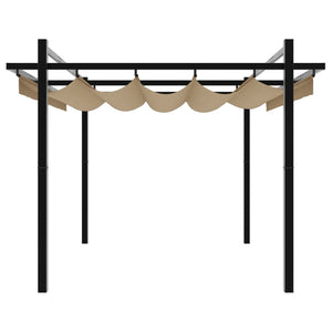 Gazebo da Giardino con Tetto Retrattile Tortora 3x3 m Alluminio