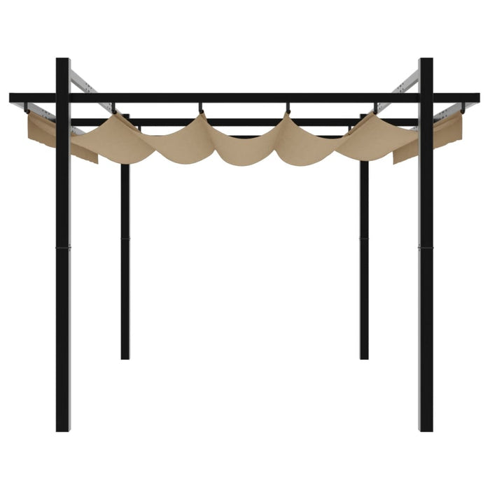 Gazebo da Giardino con Tetto Retrattile Tortora 3x3 m Alluminio