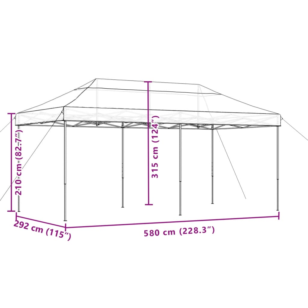 Tenda da Festa Pieghevole Pop-Up Nero 580x292x315 cm