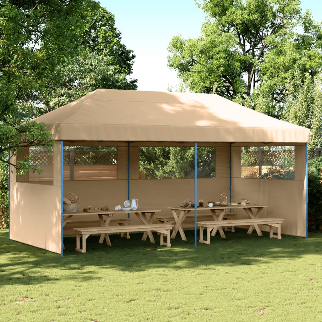 Tendone per Feste Pieghevole Pop-Up con 3 Pareti Beige 4004943