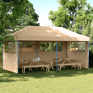 Tendone per Feste Pieghevole Pop-Up con 3 Pareti Beige 4004943