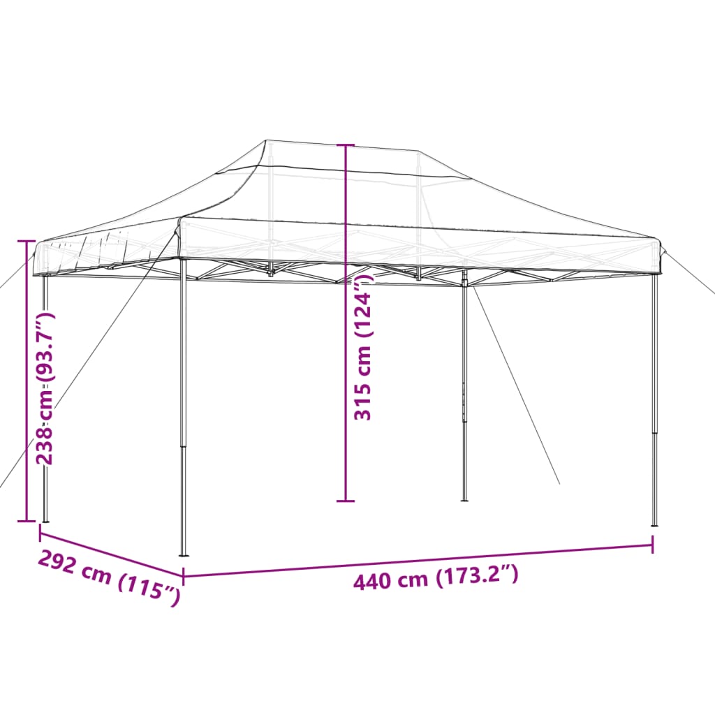 Tenda da Festa Pieghevole Pop-Up Marrone 440x292x315 cm